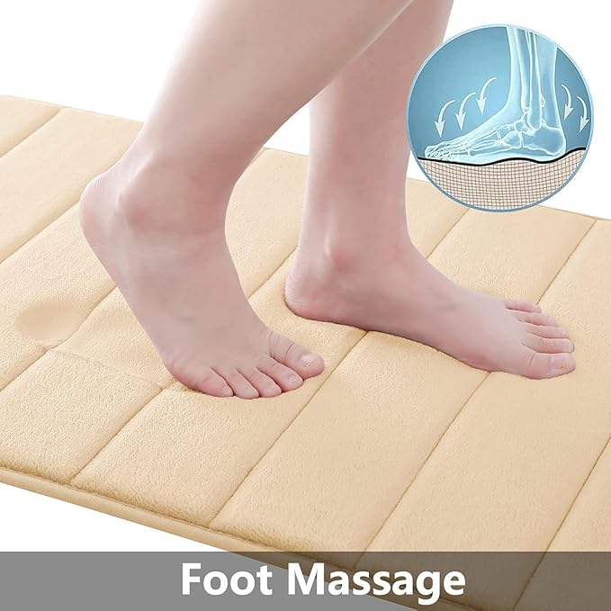 Buganda Memory Foam Bath Mat, 59" x 20", Ultra Soft and Non-Slip Bathroom Rugs, Water Absorbent and Machine Washable Bath Rug Runner for Bathroom, Shower, and Tub, Gold