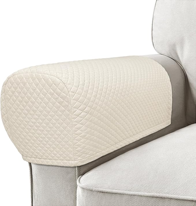 Roytub Couch Arm Covers, Breathable Armrest Cover for Sofa, Armchair, Loveseat, Scratch-Resistant Recliner Arm Covers Protect and Decorate Your Sofa(Medium, Beige, 2PCS)
