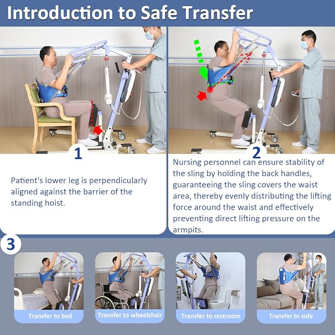Sit to Stand Lift Patient Aid Padded Sling and Stand Assist with Back Support,Patient Lift Sling Works with Most Mobility Aids & Equipment (Medium)