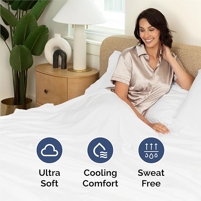 Twin XL 4 Piece Sheet Set - Cooling & Breathable Bed Sheets - Hotel Luxury Bed Sheets for Women, Men, Kids & Teens - Bedding with Deep Pockets & Easy Fit - Soft and Wrinkle Free - Twin XL White Sheets
