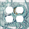 Octopus Nautical Kraken Compass Anchor Outlet Covers 2-Gang Duplex Light Switch Cover Plate Decorative Gfci Wall Plate Electrical Receptacle Switch Plate Covers Plug Faceplate Bathroom Decor