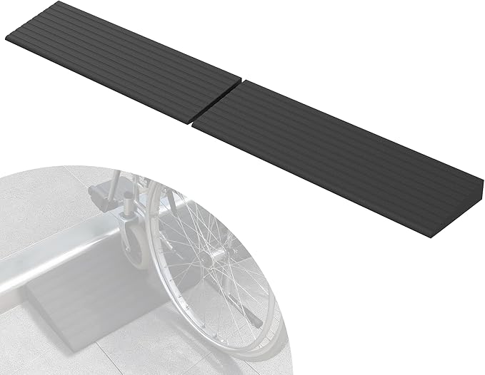 1" H Rubber Threshold Ramps for Doorways, 2 PCS Modular Wheelchair Ramp, Door Threshold Ramp, Access Ramps for Wheelchairs, Walkers, Strollers, Sweepers, Bathrooms, Entryways, 2000LBS Capacity