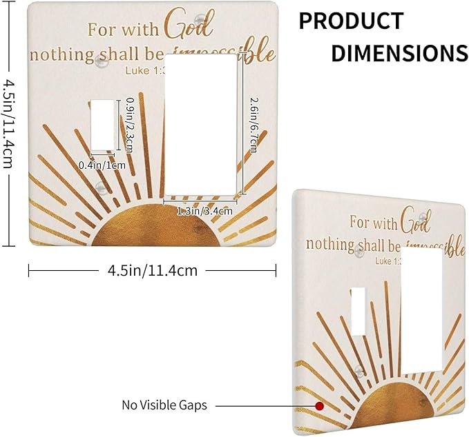 Mid Century Boho Sun Inspirational Quote Outlet Covers 2 Gang Combin Light Switch Covers Decorative Abstract Gold Sunrise Toggle Rocker/Decora Wall Plate Electrical Receptacle Switchplate