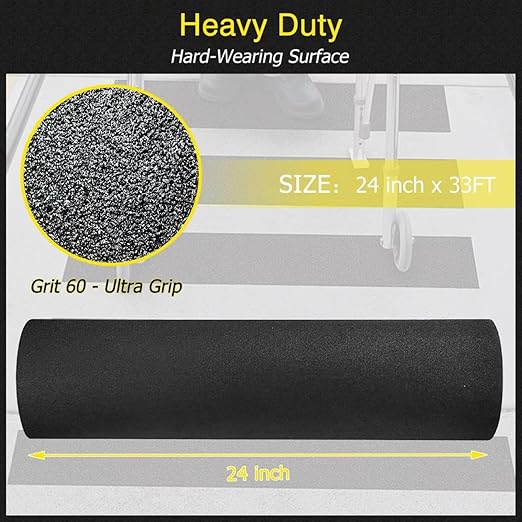 S&X Anti Slip Tape 24 Inch x 33 FT Roll, Grit 60, Extra-Wide Non-Slip Skid Grip Tape for Outdoor Stair Treads, Wooden Steps & Exterior Grips, Waterproof, Durable, Long-Lasting