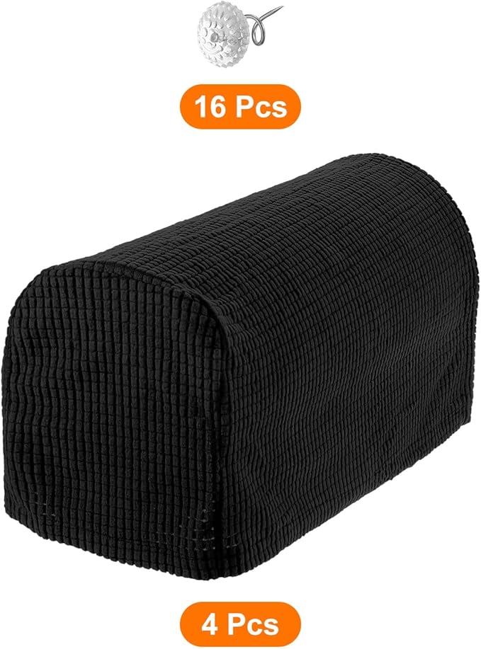 uxcell Stretch Armrest Covers Armchair Anti-Slip for Chairs Sofas Couch Arm Covers Recliner Sofa with Twist Pins Black 4 Pcs