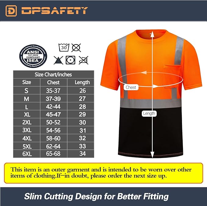 High Visibility Shirts Quick Dry Safety T Shirts with Reflective Strips and Pocket Short Sleeve Mesh Hi Vis Construction Work Class 2 Shirt for Men/Women Black Bottom Orange,4XL