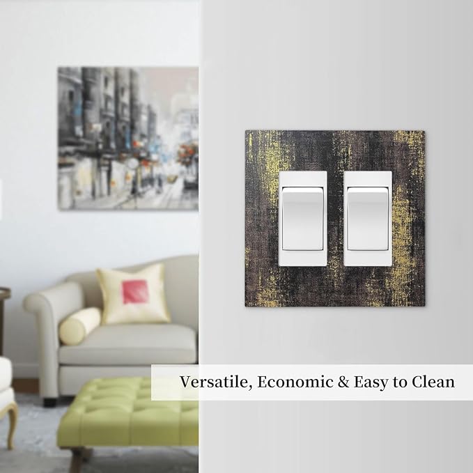Decorative Outlet Covers Vintage Industrial Rusty Metallic 2 Gang Double Gfci Rocker Electrical Wall Panels Light Switch Cover Plate For Farmhouse Cabin Decor