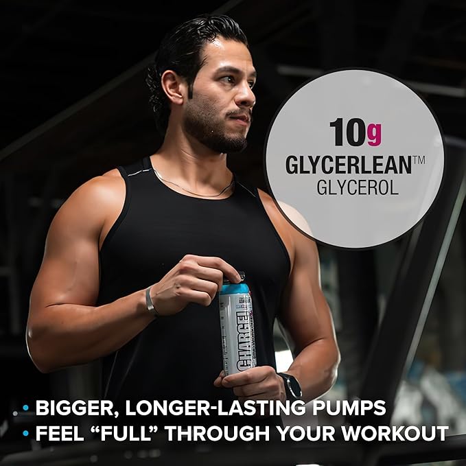 LABRADA Charge Pre Workout Tart Berry Candy RTD Drink – Pump, Energy, Endurance Formula with 10g Glycerol, 6g L-Citrulline Malate, 4g Beta Alanine, 300mg Caffeine, + Complete Hydration Support, 12 Serving