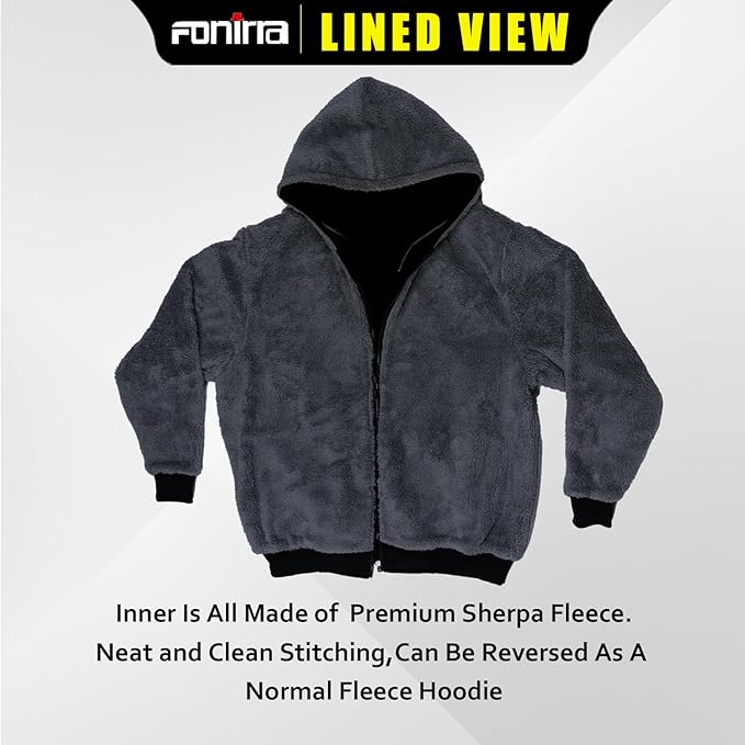 FONIRRA Men's High Visibility Safety ANSI Class 3 Lined Fleece Hoodie Sweatshirt with Black Bottom Jumper Workwear for Men(Black,4XL)