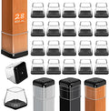 28 Pcs Chair Leg Sliders for Carpet Rug, Square Chair Glides, Silicone Furniture Leg Protectors Caps Kitchen Table Feet Covers with Plastic Pads, No Scratches (Fit:1-1/2"~1-3/4", Clear)