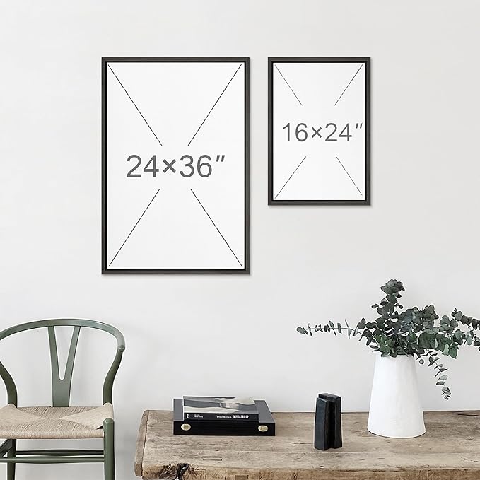 MUDECOR Framed Canvas Print Wall Art Heron Bird Illustrations Modern Art Decorative Bohemian Colorful Chic for Living Room, Bedroom, Office - 16"x24"x2 Black