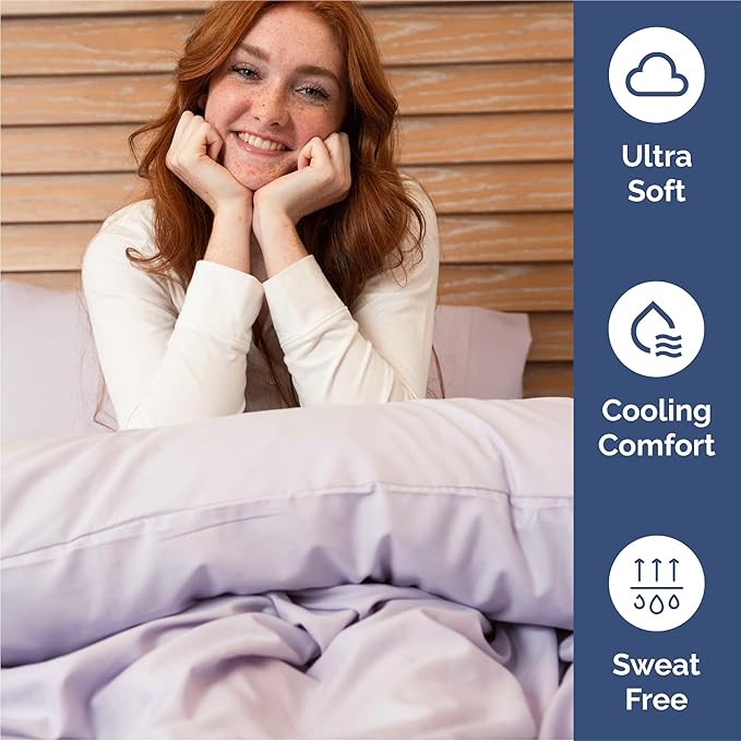 Twin 4 Piece Sheet Set - Cooling & Breathable Bed Sheets - Hotel Luxury Bed Sheets for Women, Men, Kids & Teens - Bedding w/Deep Pockets & Easy Fit - Soft & Wrinkle Free - Twin Light Lavender Sheets