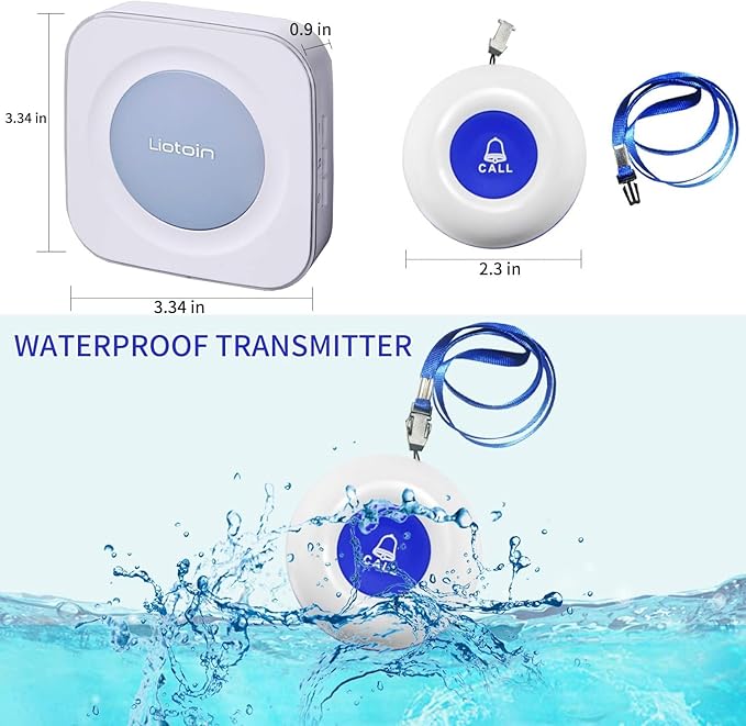 Caregiver Pager Wireless Call Button Call Bell Alert Button Nurse Alert System for Elderly/Patients/Disabled Call Light System 600+ft Operating Range (with Color Light Flashing Reminder) ﻿