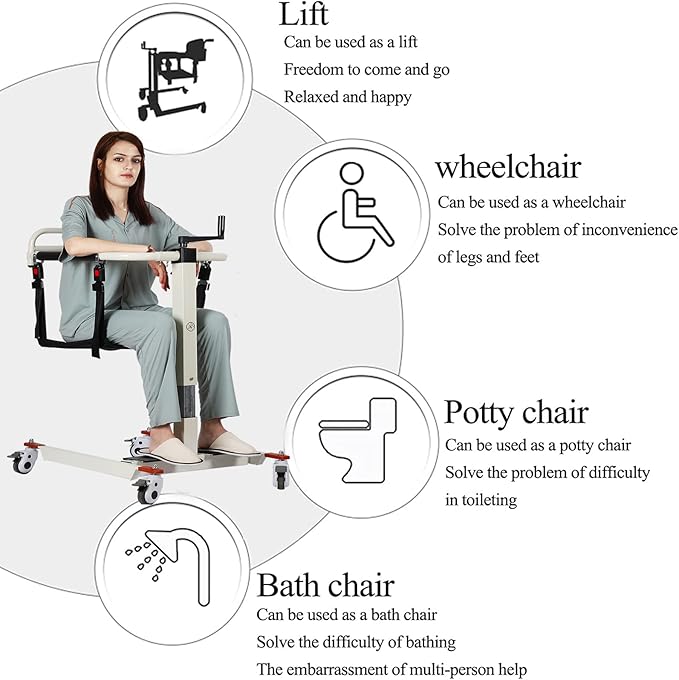 Patient Lift Transfer Chair, Patient Lift Wheelchair for Home, Wheelchair Lift for Home Portable Car Transfer Lift Chair for Disabled and Elderly Nursing, Height/Width Adjust (Basic Backrest)