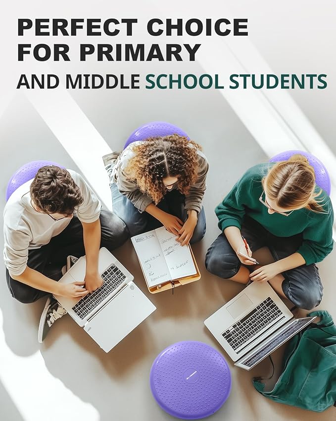 Trideer Wobble Cushion Core Balance Disc, Flexible Seating for Classroom Elementary, Wiggle Seat for Sensory Kids, Balance Pad with Inflation Pump