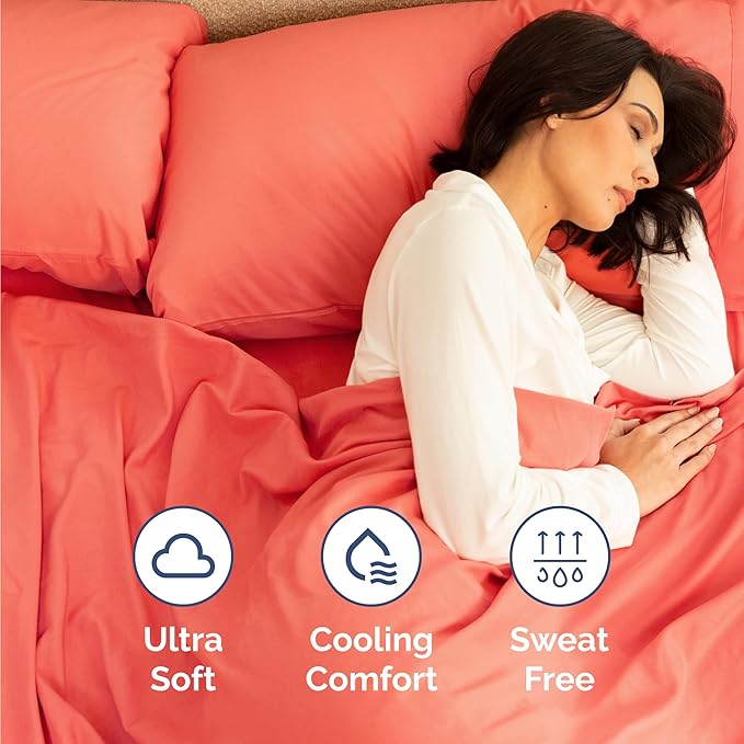 Twin 4 Piece Sheet Set - Cooling & Breathable Bed Sheets - Hotel Luxury Bed Sheets for Women, Men, Kids & Teens - Comfy Bedding with Deep Pockets & Easy Fit - Soft and Wrinkle Free - Twin Coral Sheets