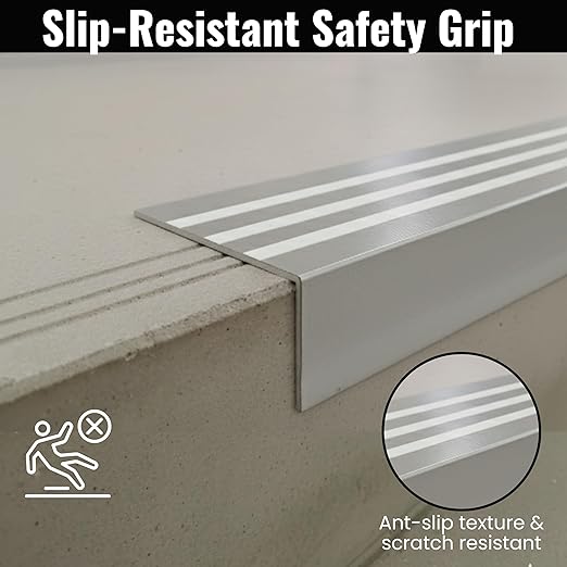 Aluminum Stair Nosing 36" – Heavy-Duty Stair Edge Protector, Non-Slip Stair Nose Molding, Scratch-Resistant Stair Sill Trim for Safety & Durability (Mill)