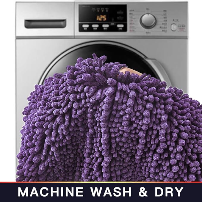 Walensee Large Bathroom Rug Non Slip Bath Mat (24x60 Inch Lavender) Water Absorbent Super Soft Shaggy Chenille Machine Washable Dry Extra Thick Perfect Absorbant Best Plush Carpet for Shower Floor