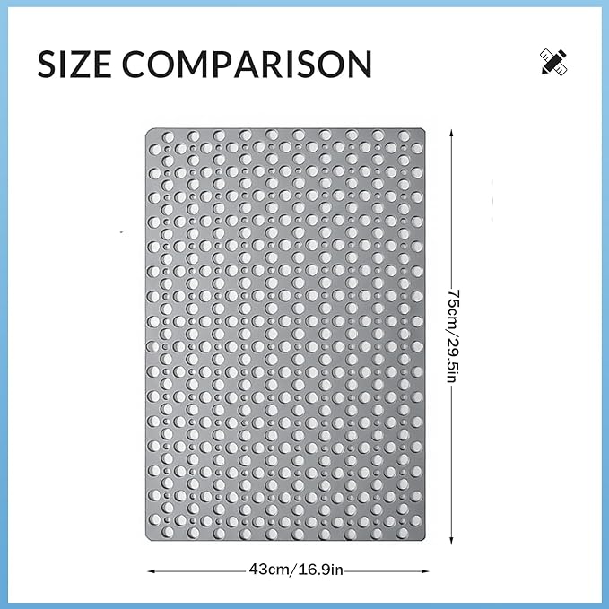 Non Slip Bathtub and Shower Mat, 30x17 in (75x43 cm), Soft Bath Tub Mat with Suction Cups and Bigger Drain Holes, Machine Washable & Quick Easy Dry, Non Slip Bath Mats for Inside Shower, Gray