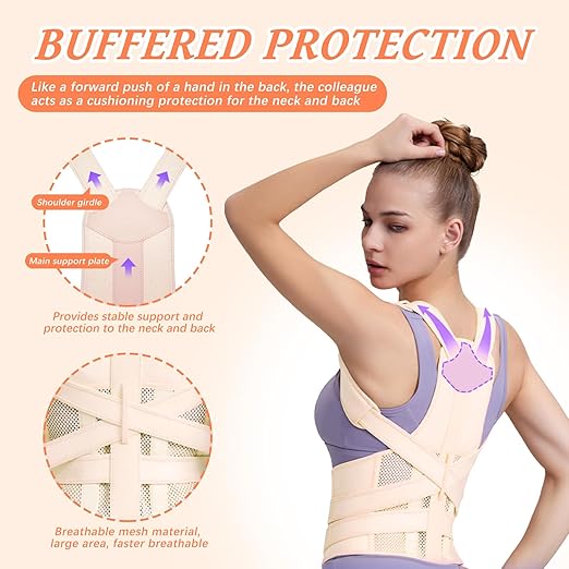 TEE TEA Posture Corrector for Women & Men – Adjustable Back Support Brace for Neck, Shoulder & Spine Muscle Relief – Improve Posture, Comfort & Confidence – Invisible & Comfortable Design (Beige, Small)