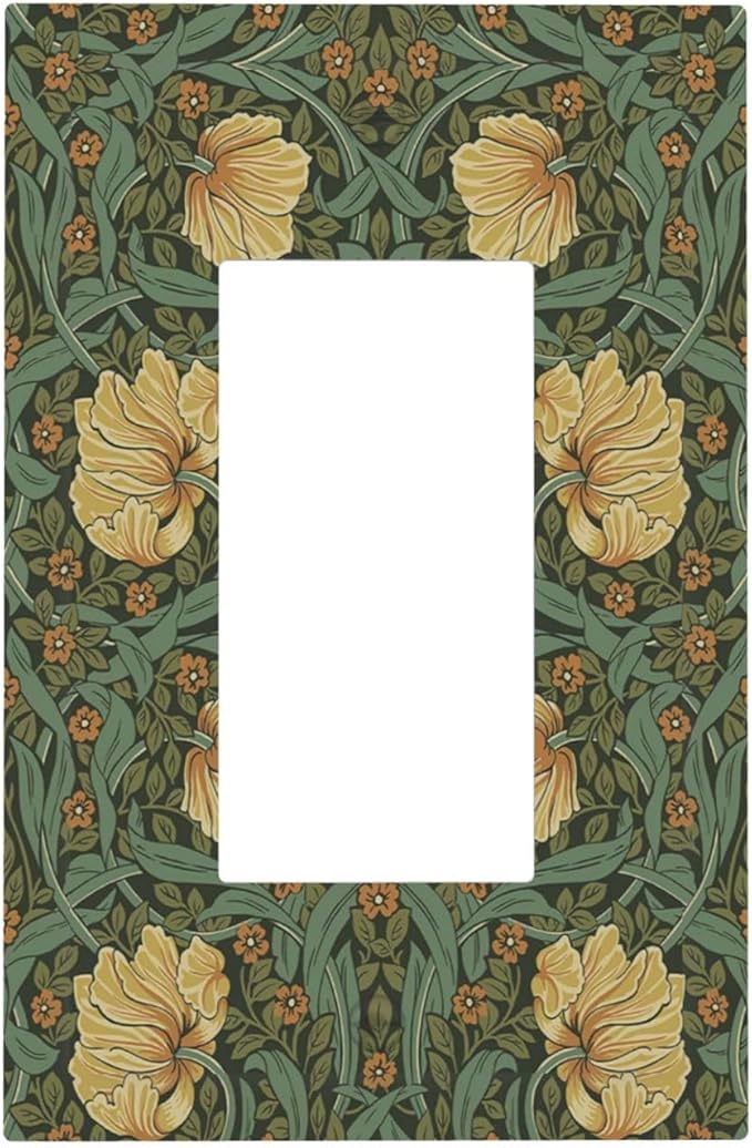 Decorative Outlet Covers William Morris Floral Vintage Flowers Pattern 1 Gang Single Rocker Light Switch Cover Plate Wall Plates GFCI Faceplate for Bedroom living Room Decor