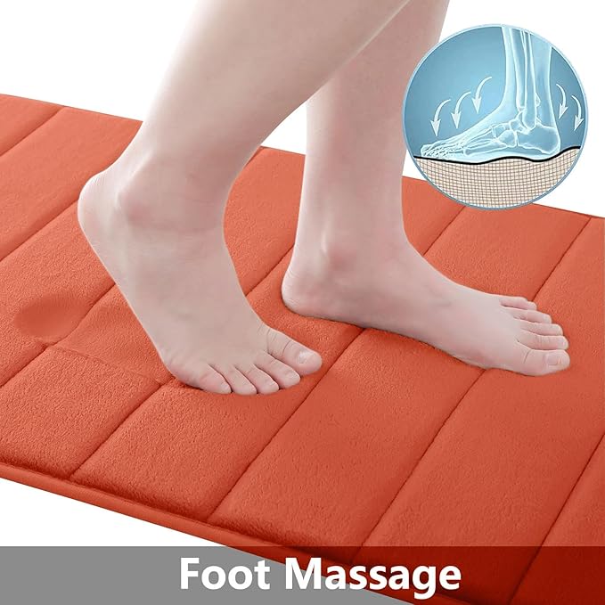 Buganda Memory Foam Bath Mat, 30" x 20", Ultra Soft and Non-Slip Bathroom Rugs, Water Absorbent and Machine Washable Bath Rug for Bathroom, Shower, and Tub, Coral