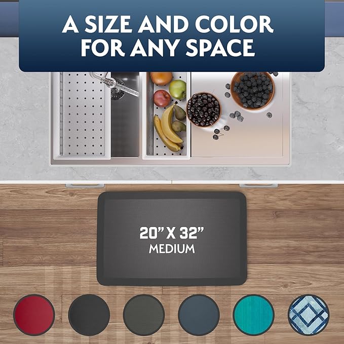 Anti Fatigue Mat, Kitchen Mats for Floor, 3/4" Cushioned Kitchen Rug and Standing Desk Mat & Garage, Non Slip, Waterproof and Stain Resistant