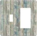 Tea Vintage Wood Plank Distressed Grain Rustic Shiplap Board 2 Gang Light Switch Cover Decorative Combination Toggle Rocker/Decora Wall Plate Electrical Switchplate for Farmhouse Bathroom