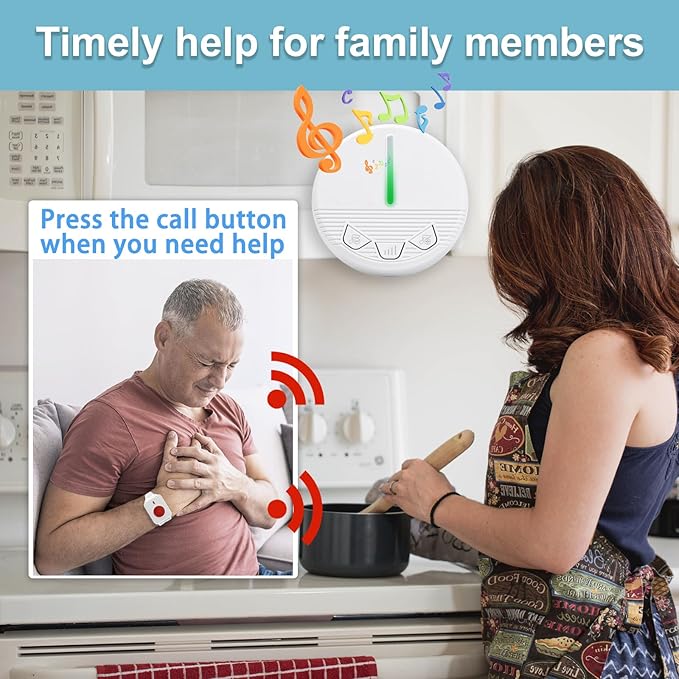 Life Alert Systems for Seniors Caregiver Pager Call Button SOS Button Alert Button for Seniors Elderly at Home 1 Plugin Receiver 1 Waterproof Transmitter 1 Watch Button
