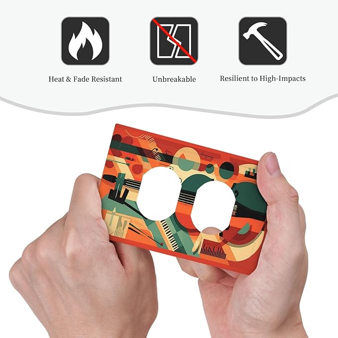 Outlet Covers Violin Abstract Jazz Colorful Painting 1 Gang Duplex Wall Plate Decorative Switch Plates Electrical Receptacle Faceplate Light Switch Cover for living Room Office Decor