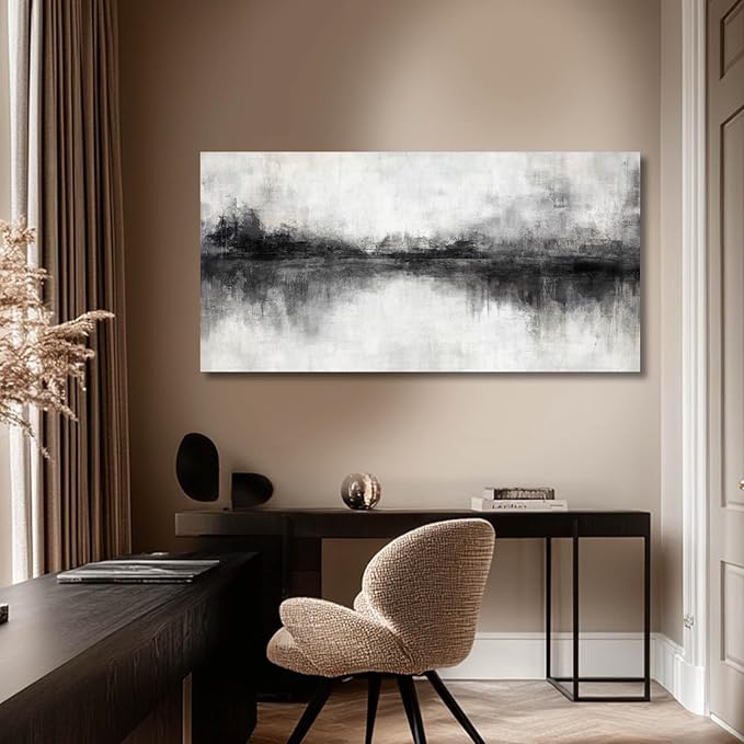 Black And White Wall Art Large Wall Decor Abstract Framed Wall Art Posters for Men Room Vintage Photo Pictures 24"x48"