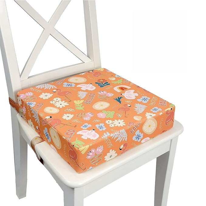 Toddler Booster Seat for Dining Table,Portable Kids Booster Seat - Adjustable, Non-Slip, Lightweight & Easy to Clean(Orange)