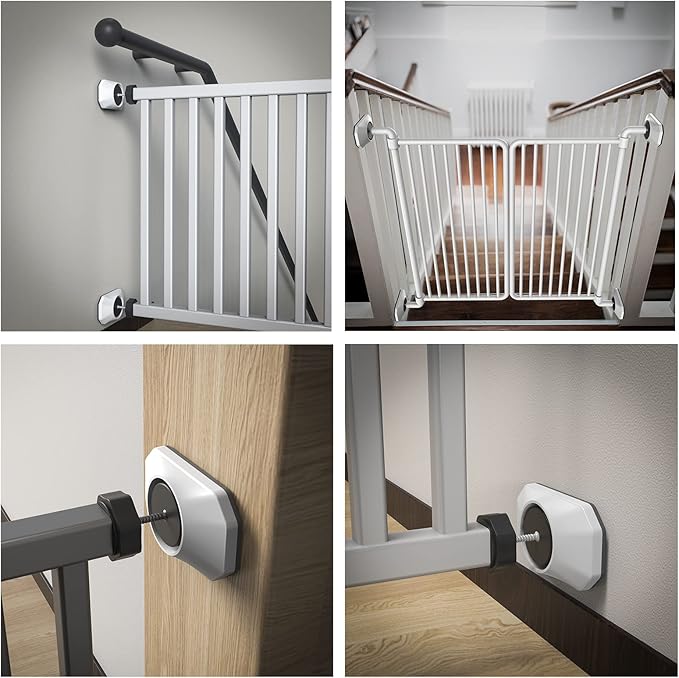 ICERO - Baby Gate Wall Protector - Protect Walls & Doorways from Pet & Dog Gates - for Child Pressure Mounted Stair Safety Gate- 4 Pack, White