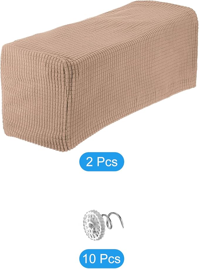 uxcell 2pcs Stretch Armrest Covers for Chairs/Sofas, Couch Arm Covers with Twist Pin, Furniture Protector Slipcovers Camel
