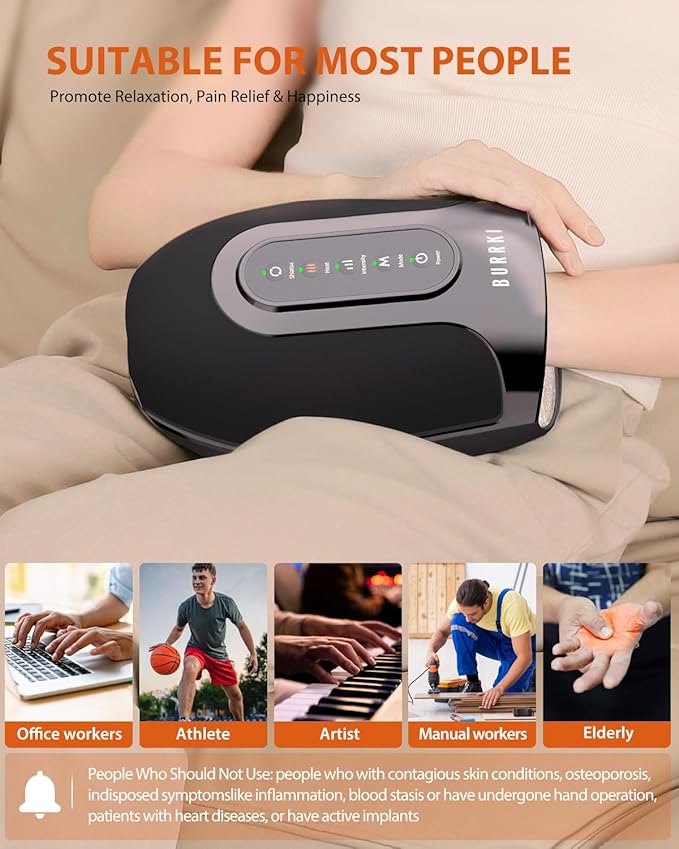Hand Massager for Arthritis and Carpal Tunnel Relief, Cordless Hand Massager with Heat & Targeted Palm Kneading Rollers Massage, Christmas Gifts for Women Men Mom Dad