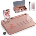 TOWON Small Compact Glass Desktop Whiteboard with Storage – 12 x 7 in Dry Erase Board for Desk, Home Office, School | Includes 5 Markers, Eraser & Holder | Space-Saving Organizer, Aesthetic Rose Gold