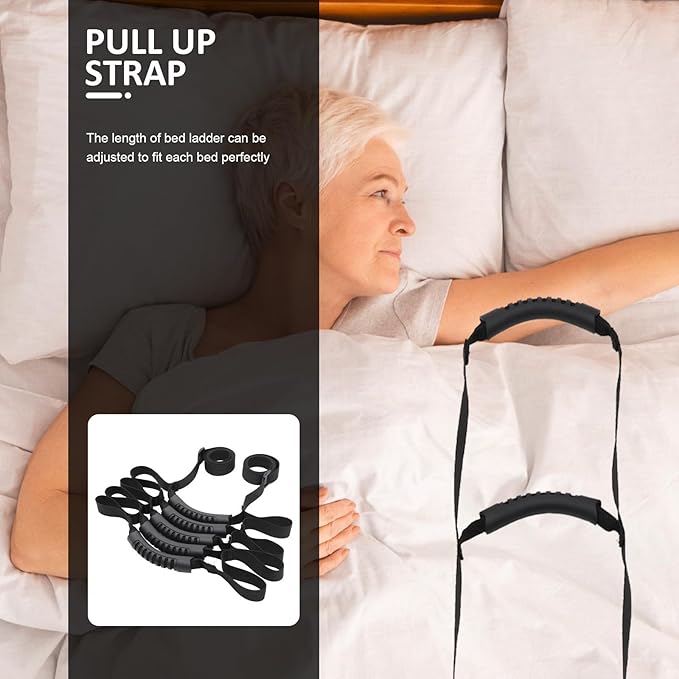 Adjustable Elderly Bed Ladder Pull Up Strap with Four-Layer Strength for Disabled and Seniors, Support Belt for Bed Mobility and Stand-Up Aid