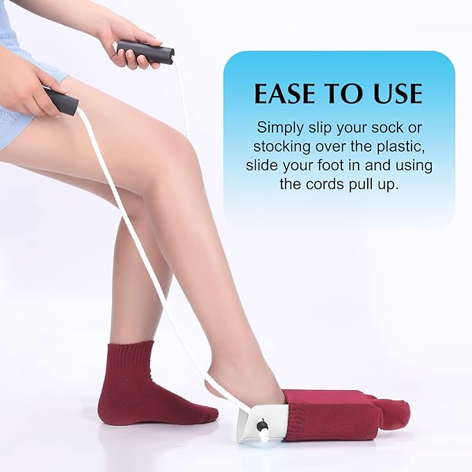 Sock Aid - Wide 3.93" Sock Aid with Foam Handles, Sock Aide Device for Seniors, Sock Helper Easy On Easy Off, White