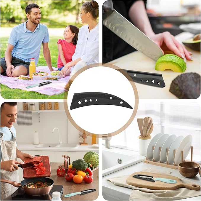 uxcell 2Pcs Safety Knife Covers Sleeves, Universal PP Knife Sheaths Edge Guards Blade Protector Covers for 6.3" Boning Knives Portable for Kitchen Camping Picnics Accessories, Black