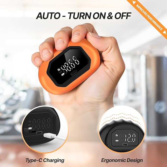 Hand Grip Strength Tester Trainer - Strength Dynamometer for Fun Rechargeable Hand Exercising Device with Finger Exerciser and Stretcher Exercise Workout Equipment
