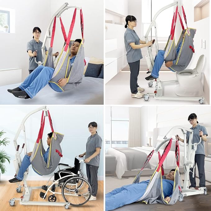 Patient Lift for Home use, Patient Lift Transfer Chair with Full Body Sling, Rechargeable Lift Elderly from Floor, 400lbs Weight Capacity, Ultra-Quiet Motor, Easy Disassemble