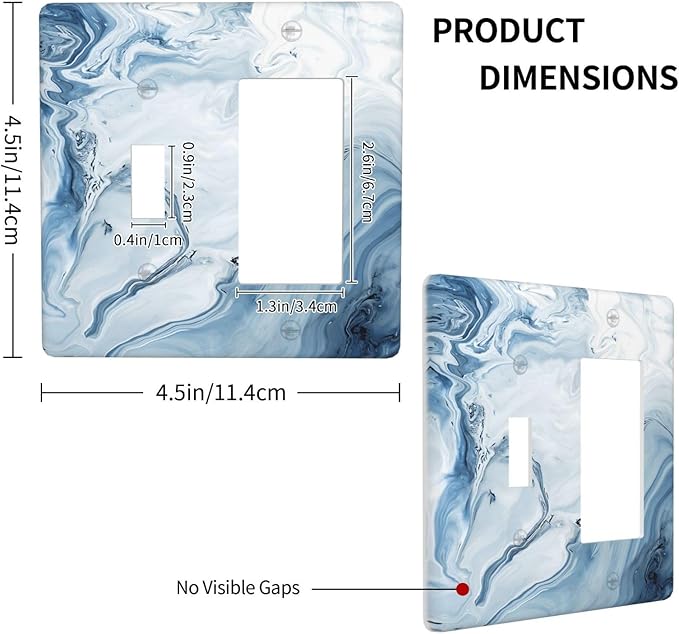 Light Blue Marble Texture Abstract Print Outlet Covers 1 Toggle 1 Rocker Combination Decorative Wall Plate Electrical Switch Plates Light Switch Cover Plate for Bathroom Kitchen Home Decor