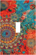 Light Switch Cover Abstract Mandala Flowers 1 Gang Wall Plate Cover Vintage Colorful Floral Single Toggle Outlet Covers Decorative Switchplate Electrical Faceplate for Bathroom Bedroom Decor