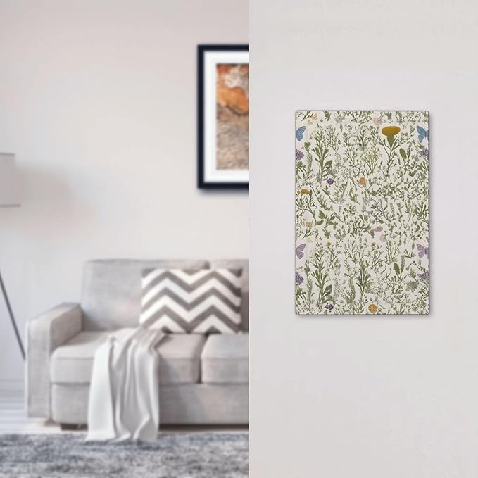 Floral Vintage Garden Plants Herbs Flowers Botanical 1 Gang No Device Light Switch Covers Decorative Mustard Green Single Blank Outlet Covers Wall Plate Switchplate for Country Bathroom Decor