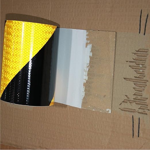 Reflective Tape Yellow and Black 20 inch Wide, Outdoor Waterproof Hazard Conspicuity Warning Industrial Marking Tape (66 feet)