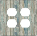 Rustic Distressed Vintage Wood Panel Grain Outlet Covers 2-Gang Duplex Light Switch Cover Plate Decorative Gfci Wall Plate Electrical Receptacle Switchplate Plug Faceplate for Bathroom Decor