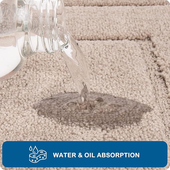 PURRUGS Machine Washable Kitchen Runner Rug 24" x 70", Non-Slip/Skid Hallway Runner Rug, Super Absorbent Soft Area Rug for Kitchen, Hallway & Laundry, Rolled Packaging, Beige