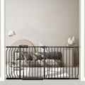 67-71.5 Inch Extra Wide Baby Gate, Pressure Mounted No Drill, Heavy-Duty Metal Safety Gate for Wide Stairs, Black with Extension Kit
