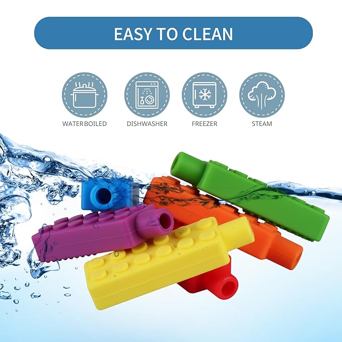 6 Packs Sensory Pencil Toppers for Sensory Kids, Boys and Girls, Silicone Pencil Top Covers for Autism, ADHD, SPD, or Special Oral Motor Need