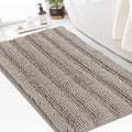 Turquoize Chenille Bath Rugs Non Slip Bath Mat, 24 x 36, Taupe, Shaggy, Soft & Absorbent, Area Rug